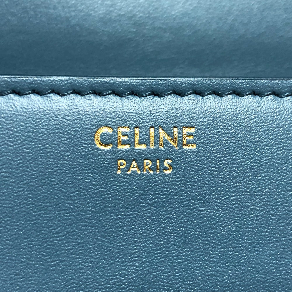 CELINE Shoulder Bag Leather, Calf Leather blue Triomphe Mini Buzas Cuir Women Used Authentic