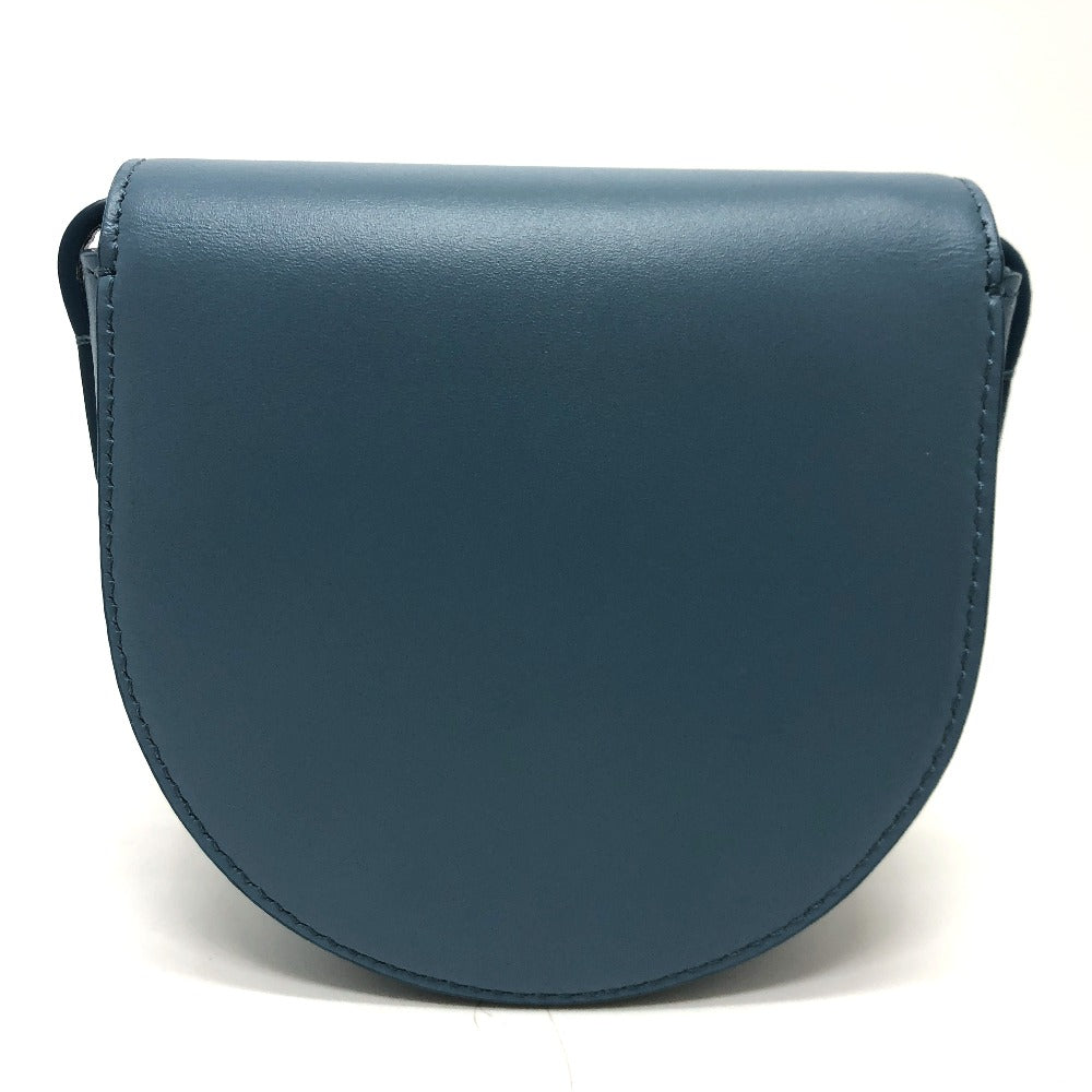 CELINE Shoulder Bag Leather, Calf Leather blue Triomphe Mini Buzas Cuir Women Used Authentic