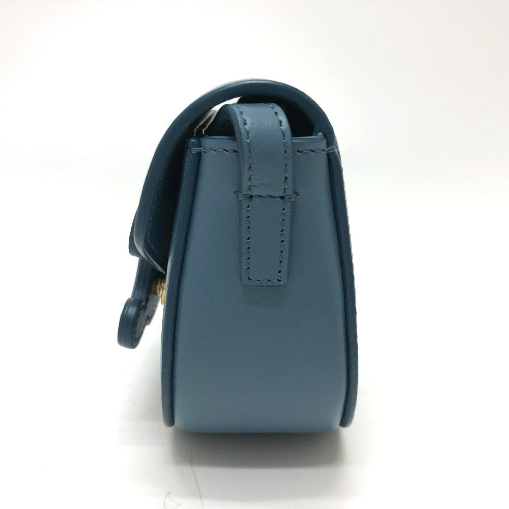 CELINE Shoulder Bag Leather, Calf Leather blue Triomphe Mini Buzas Cuir Women Used Authentic