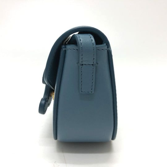 CELINE Shoulder Bag Leather, Calf Leather blue Triomphe Mini Buzas Cuir Women Used Authentic
