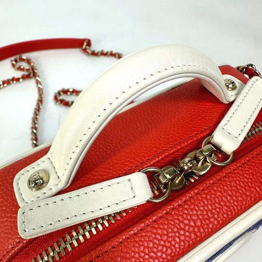 CHANEL Shoulder Bag A93342 Caviar skin Red COCO Mark CC filigree vanity bag Women Used Authentic