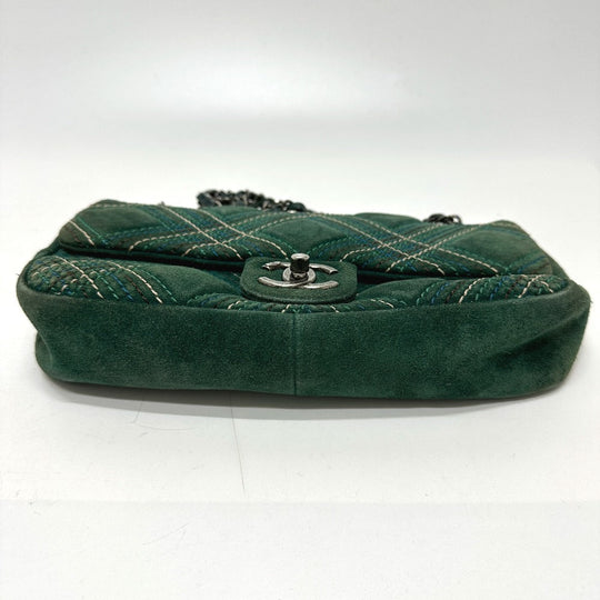 CHANEL Shoulder Bag suede green CC COCO Mark Matrasse 25 Women Used Authentic