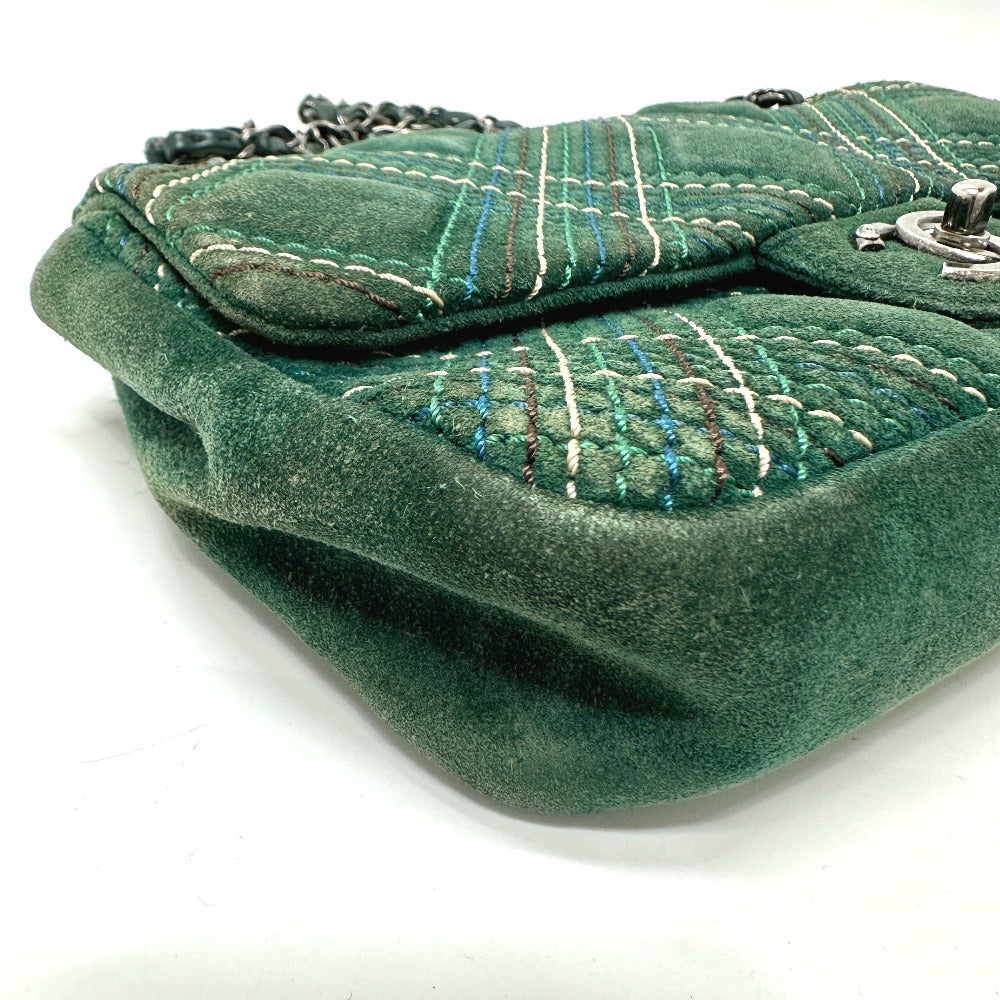 CHANEL Shoulder Bag suede green CC COCO Mark Matrasse 25 Women Used Authentic