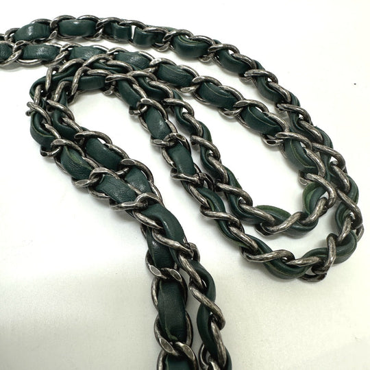 CHANEL Shoulder Bag suede green CC COCO Mark Matrasse 25 Women Used Authentic