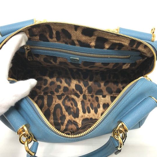 DOLCE&GABBANA Handbag leather blue Dorgava mens Used Authentic
