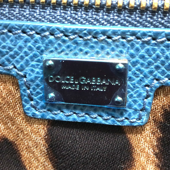 DOLCE&GABBANA Handbag leather blue Dorgava mens Used Authentic