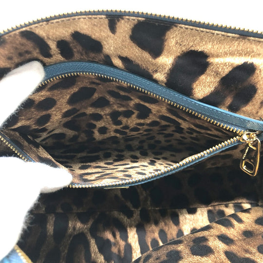 DOLCE&GABBANA Handbag leather blue Dorgava mens Used Authentic