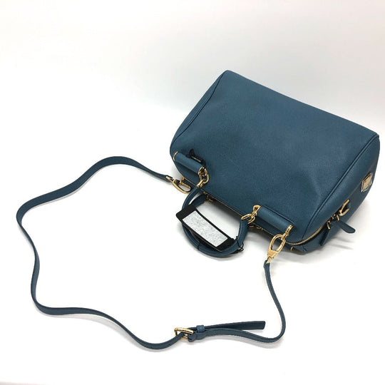 DOLCE&GABBANA Handbag leather blue Dorgava mens Used Authentic