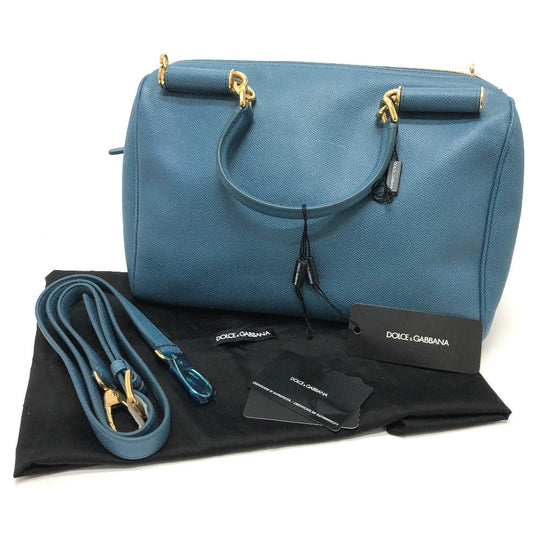 DOLCE&GABBANA Handbag leather blue Dorgava mens Used Authentic