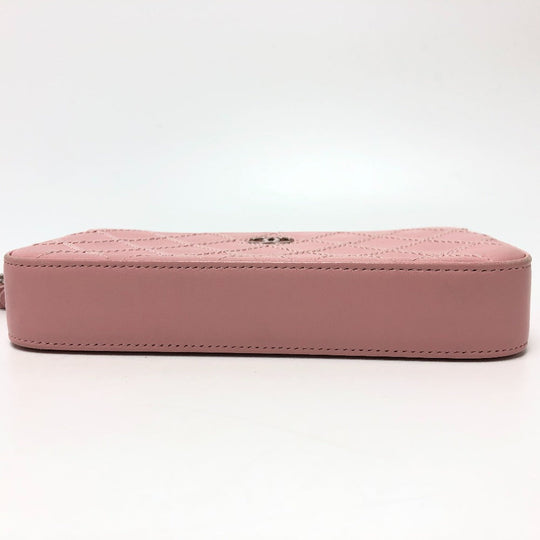 CHANEL Shoulder Bag A82527 lambskin pink CC COCO Mark Matelasse Wild Stitch Women Used Authentic