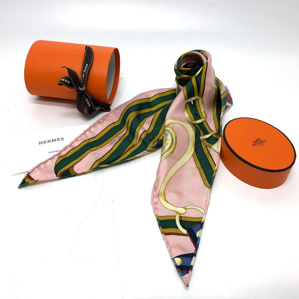 HERMES scarf silk pink Pointie Women Used Authentic