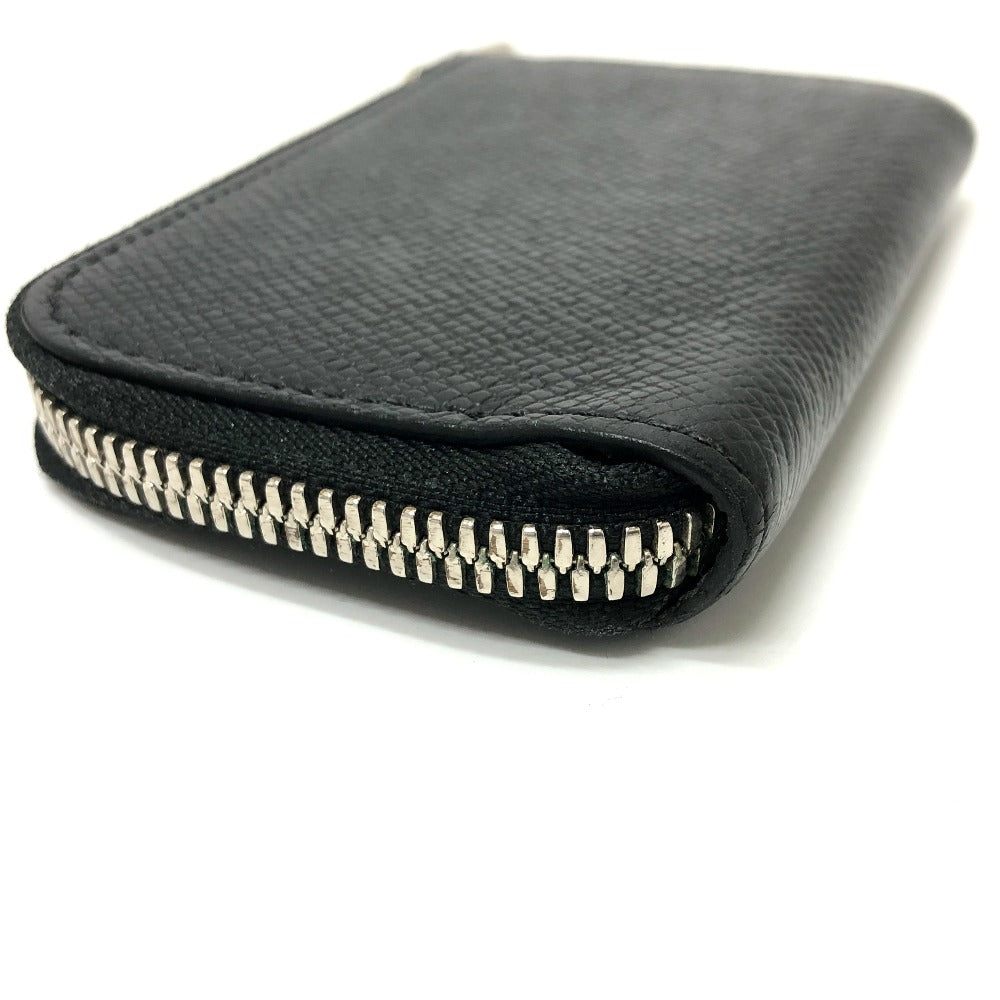 LOUIS VUITTON Coin case M63375 Taiga Leather black Taiga Portonet Jules mens Used Authentic