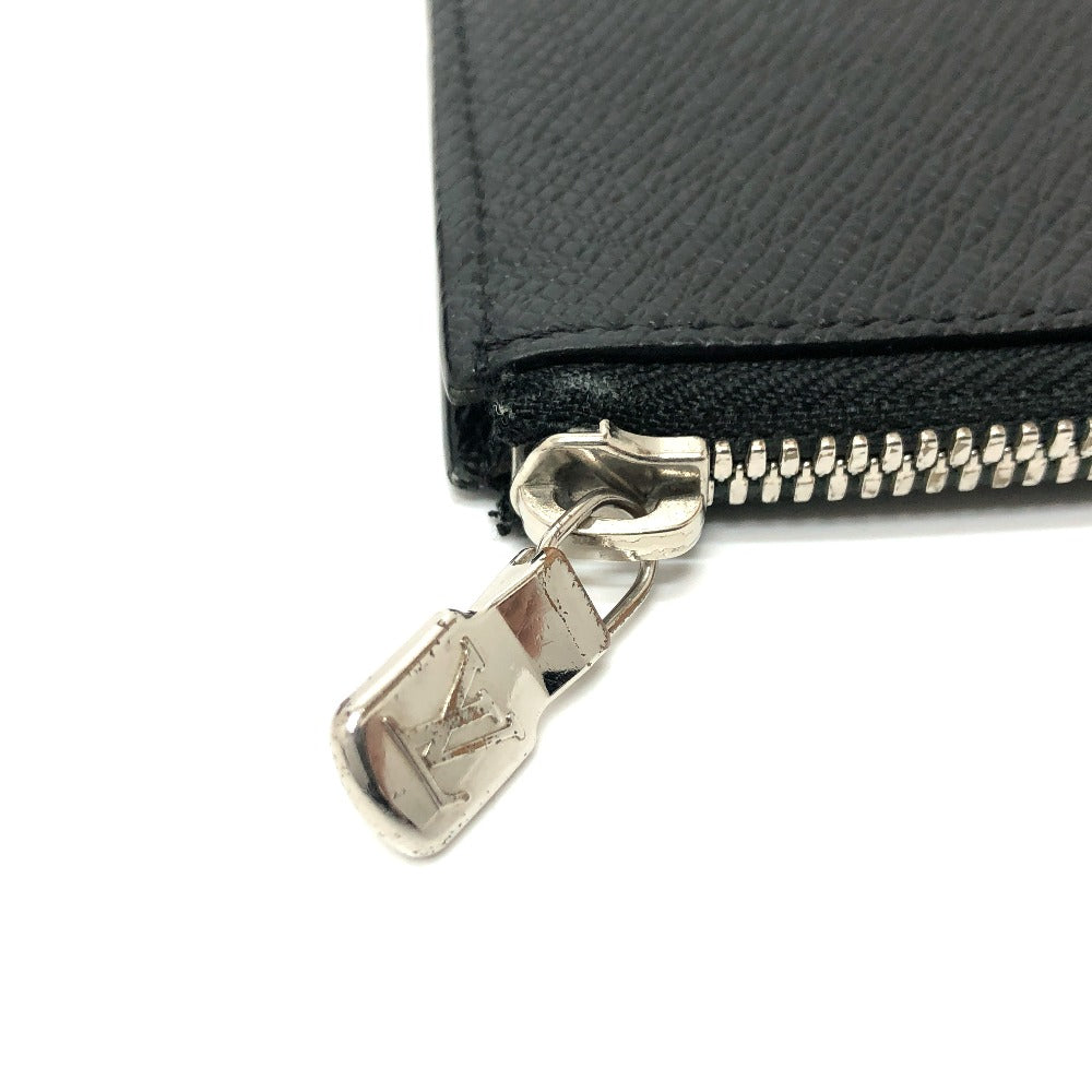 LOUIS VUITTON Coin case M63375 Taiga Leather black Taiga Portonet Jules mens Used Authentic