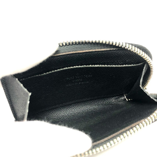 LOUIS VUITTON Coin case M63375 Taiga Leather black Taiga Portonet Jules mens Used Authentic