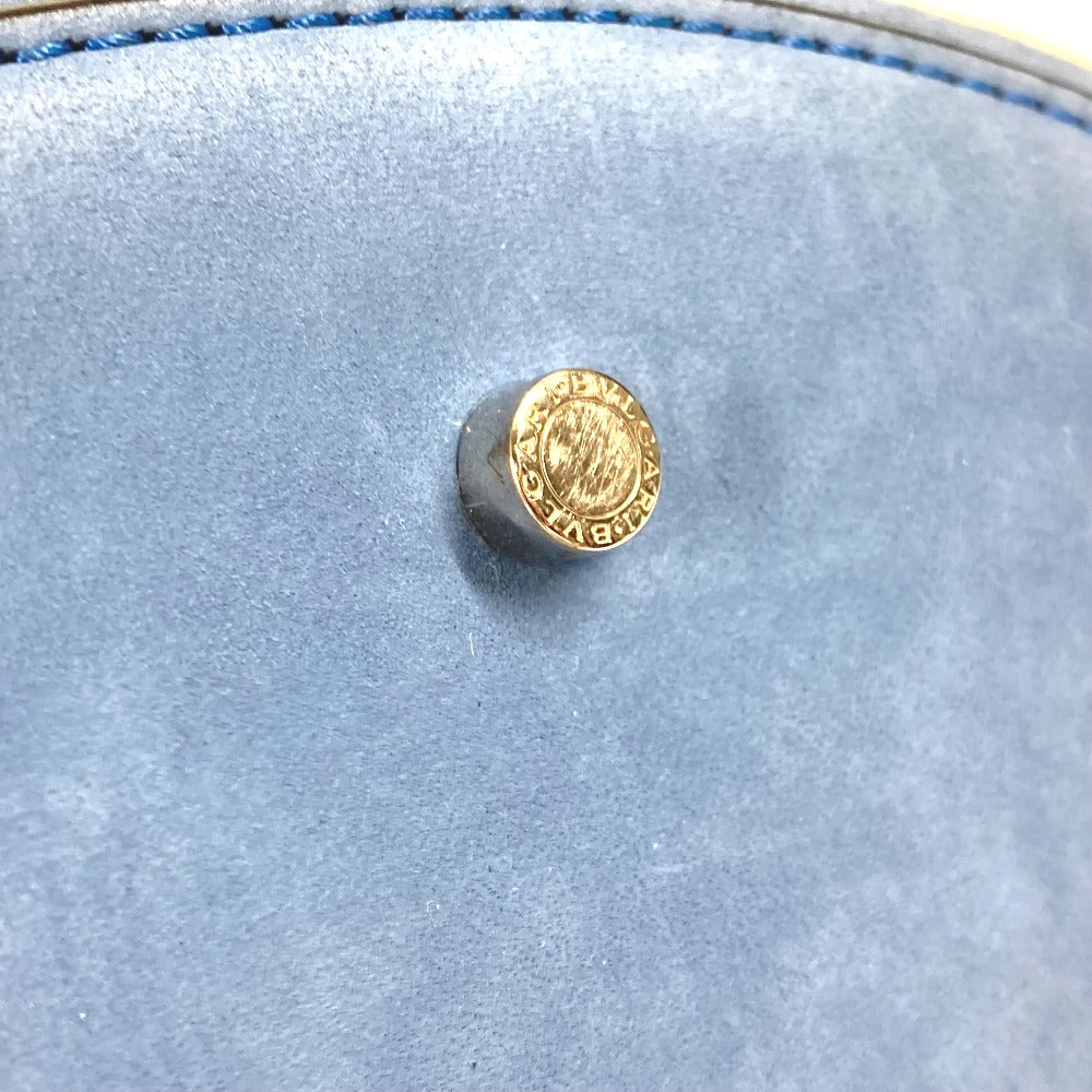 BVLGARI Handbag suede blue Bag Tote Bag Shoulder Bag Decollete Women Used Authentic