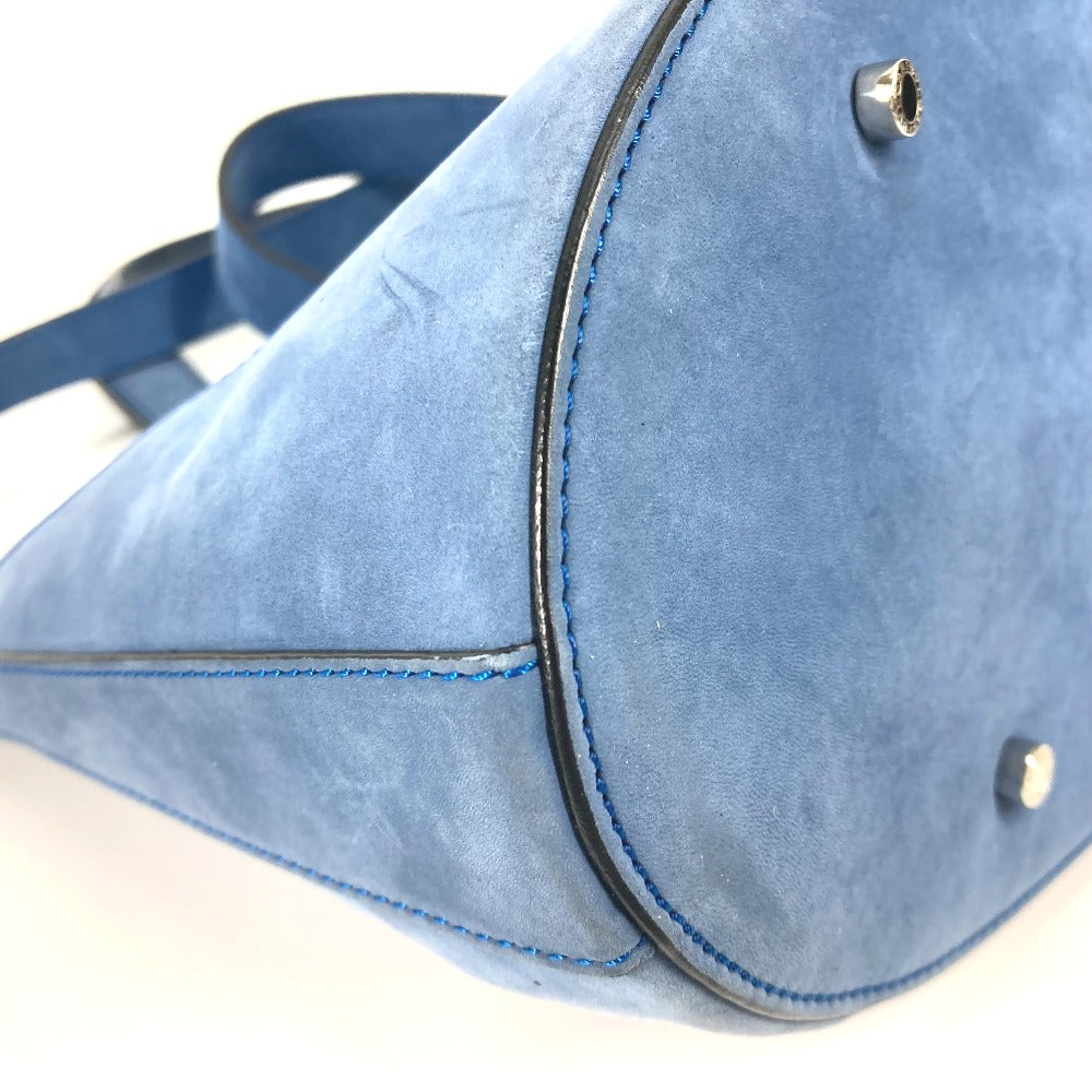 BVLGARI Handbag suede blue Bag Tote Bag Shoulder Bag Decollete Women Used Authentic