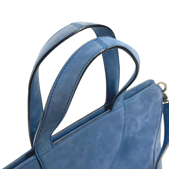 BVLGARI Handbag suede blue Bag Tote Bag Shoulder Bag Decollete Women Used Authentic