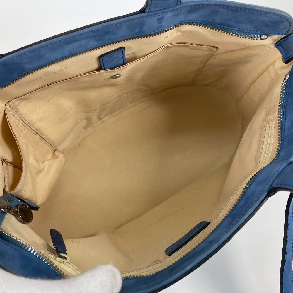 BVLGARI Handbag suede blue Bag Tote Bag Shoulder Bag Decollete Women Used Authentic