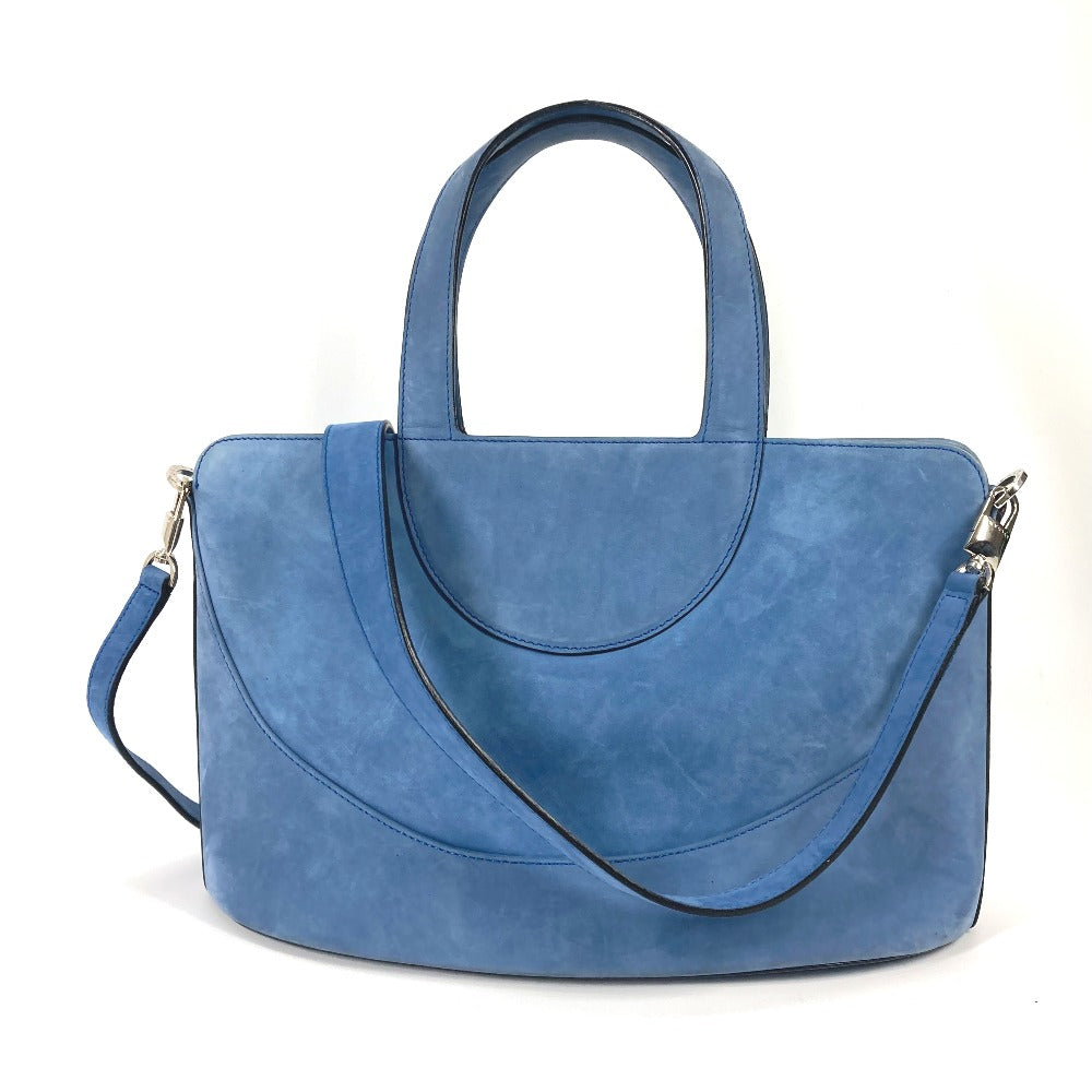 BVLGARI Handbag suede blue Bag Tote Bag Shoulder Bag Decollete Women Used Authentic