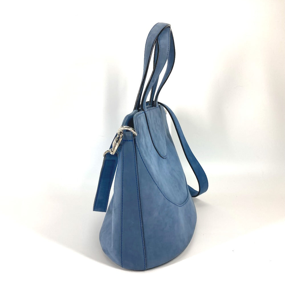 BVLGARI Handbag suede blue Bag Tote Bag Shoulder Bag Decollete Women Used Authentic