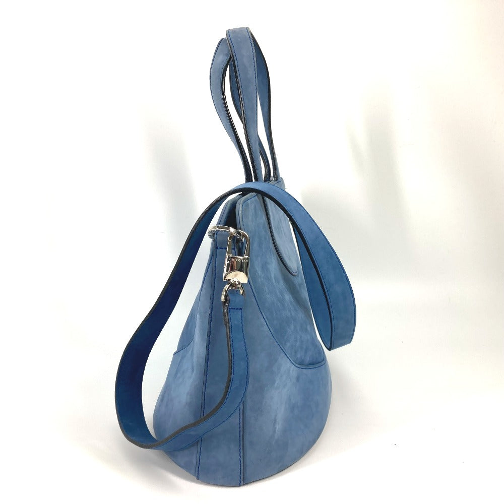 BVLGARI Handbag suede blue Bag Tote Bag Shoulder Bag Decollete Women Used Authentic