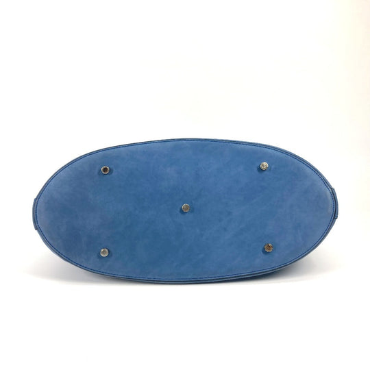 BVLGARI Handbag suede blue Bag Tote Bag Shoulder Bag Decollete Women Used Authentic