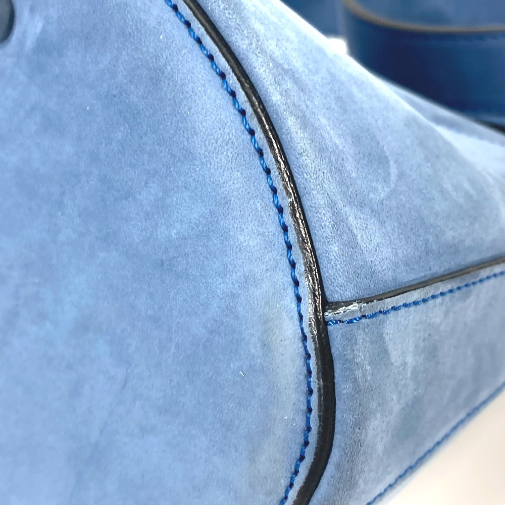 BVLGARI Handbag suede blue Bag Tote Bag Shoulder Bag Decollete Women Used Authentic