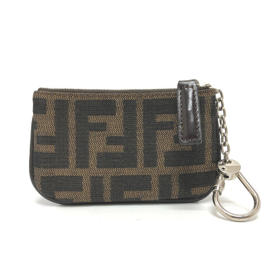 FENDI Coin case canvas Brown Zucca Women Used Authentic