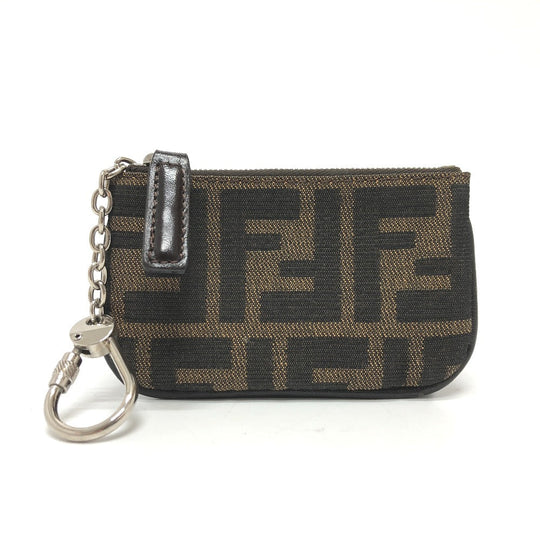 FENDI Coin case canvas Brown Zucca Women Used Authentic