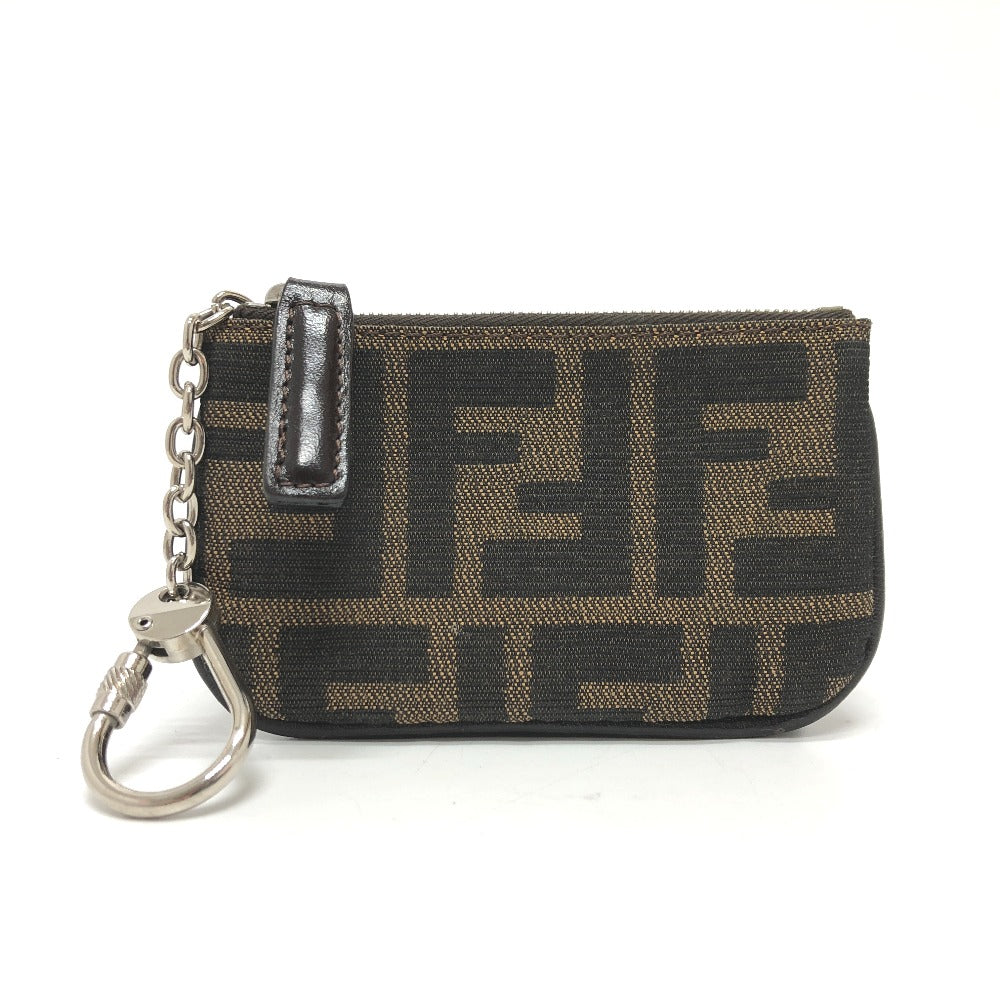 FENDI Coin case canvas Brown Zucca Women Used Authentic