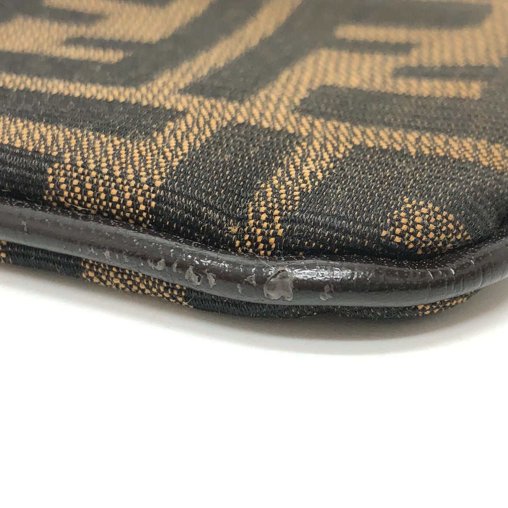 FENDI Coin case canvas Brown Zucca Women Used Authentic
