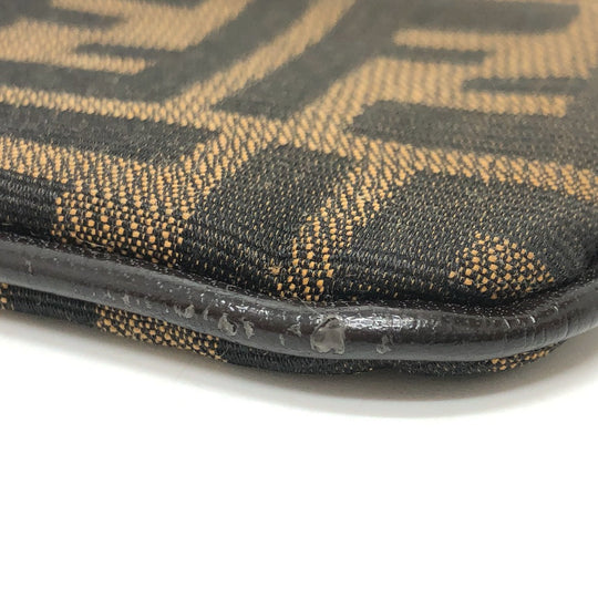 FENDI Coin case canvas Brown Zucca Women Used Authentic