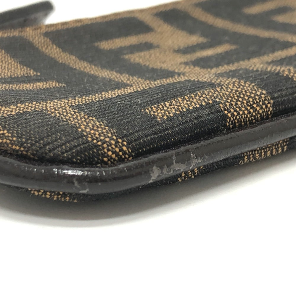 FENDI Coin case canvas Brown Zucca Women Used Authentic