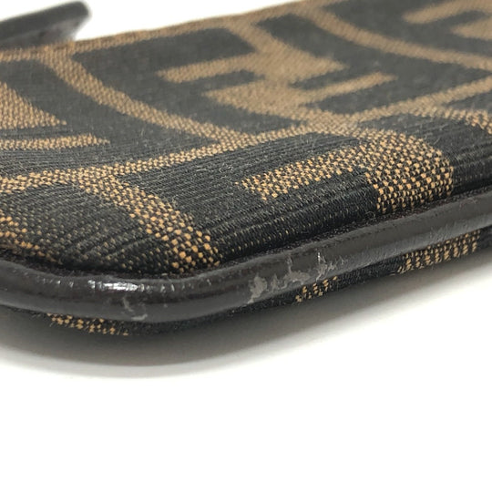 FENDI Coin case canvas Brown Zucca Women Used Authentic