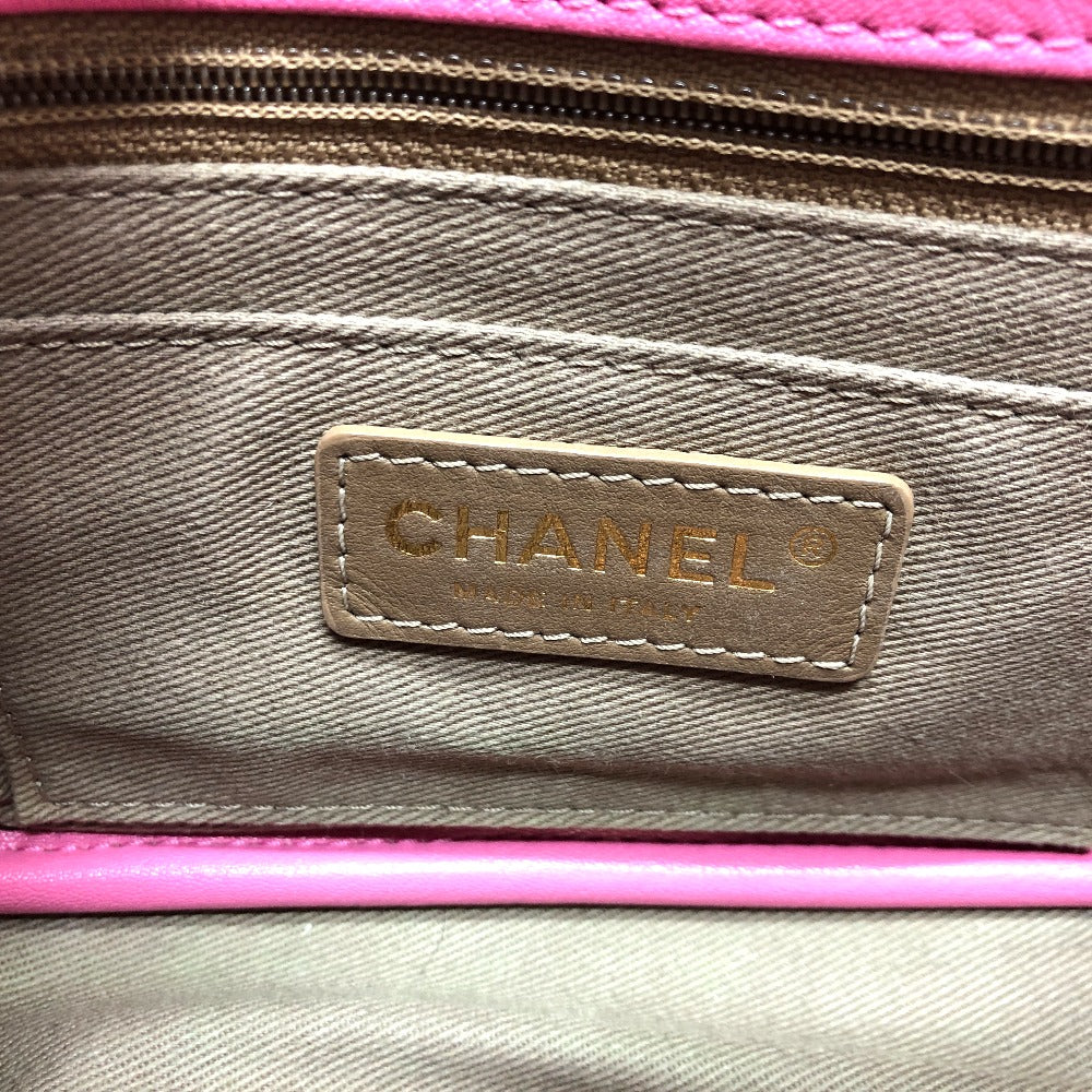 CHANEL Shoulder Bag AS0138 Calfskin pink CC COCO Mark Edge Chain Women Used Authentic