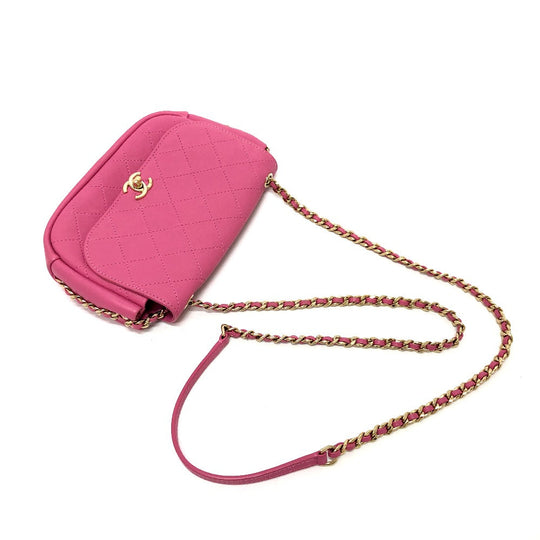 CHANEL Shoulder Bag AS0138 Calfskin pink CC COCO Mark Edge Chain Women Used Authentic