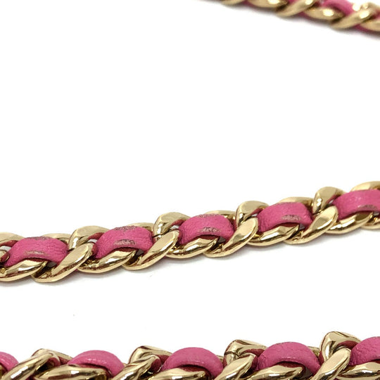 CHANEL Shoulder Bag AS0138 Calfskin pink CC COCO Mark Edge Chain Women Used Authentic