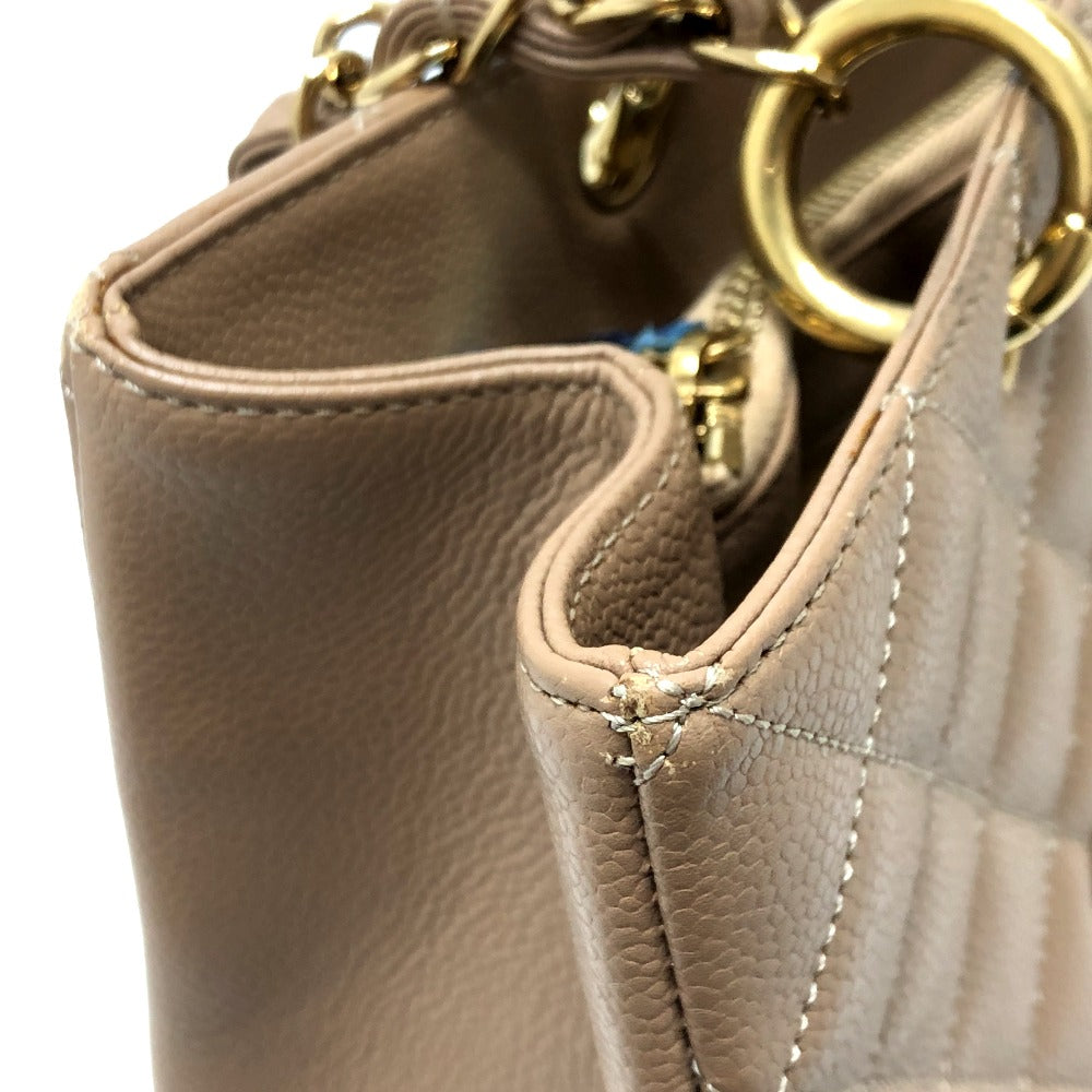 CHANEL Shoulder Bag Caviar skin beige Tote Bag Decacoco CC COCO Mark Matelasse Women Used Authentic