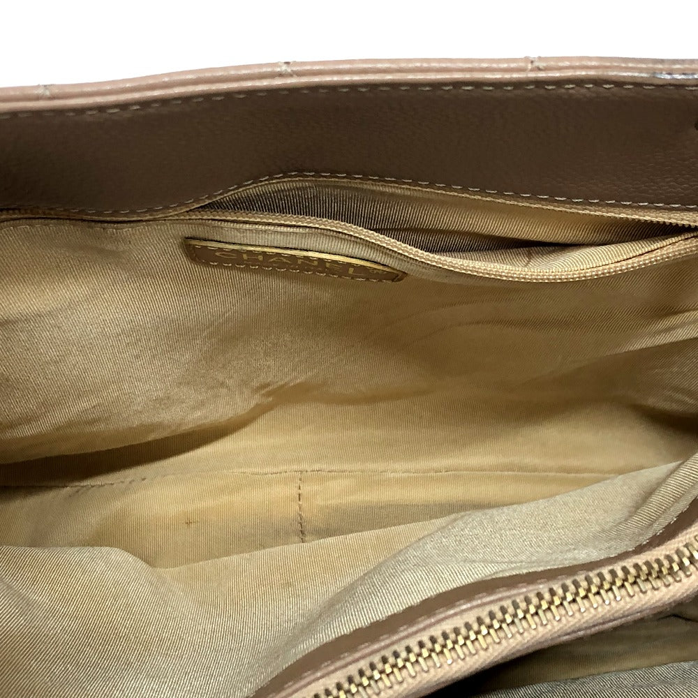 CHANEL Shoulder Bag Caviar skin beige Tote Bag Decacoco CC COCO Mark Matelasse Women Used Authentic