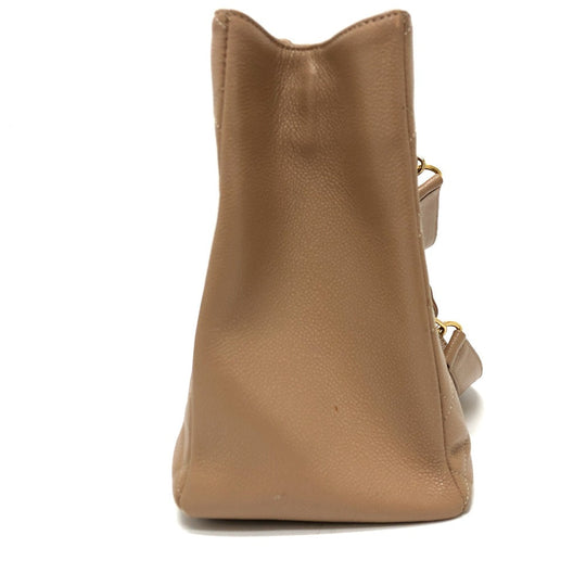 CHANEL Shoulder Bag Caviar skin beige Tote Bag Decacoco CC COCO Mark Matelasse Women Used Authentic