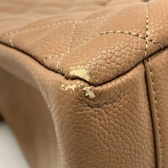 CHANEL Shoulder Bag Caviar skin beige Tote Bag Decacoco CC COCO Mark Matelasse Women Used Authentic