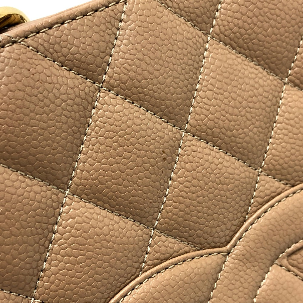 CHANEL Shoulder Bag Caviar skin beige Tote Bag Decacoco CC COCO Mark Matelasse Women Used Authentic