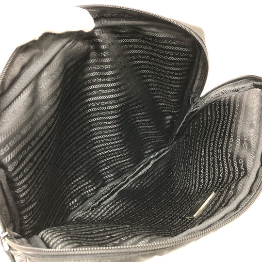 PRADA Clutch bag Nylon black Handbag PC case Triangle logo unisex(Unisex) Used Authentic