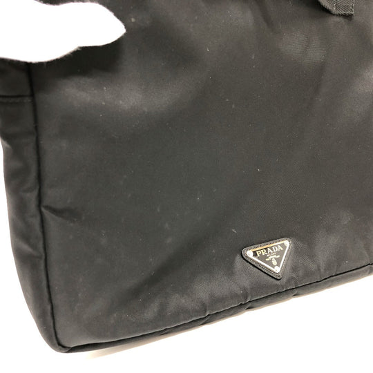 PRADA Clutch bag Nylon black Handbag PC case Triangle logo unisex(Unisex) Used Authentic