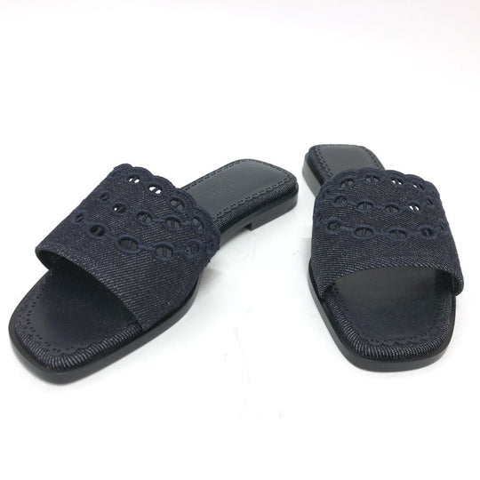 HERMES Sandals denim Navy Gael Chene Dunkle Women 35 Used Authentic