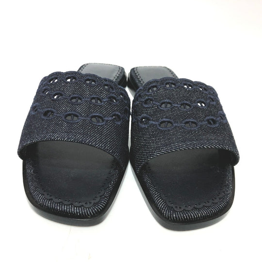 HERMES Sandals denim Navy Gael Chene Dunkle Women 35 Used Authentic