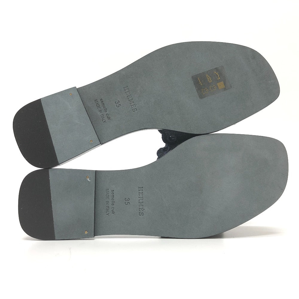 HERMES Sandals denim Navy Gael Chene Dunkle Women 35 Used Authentic