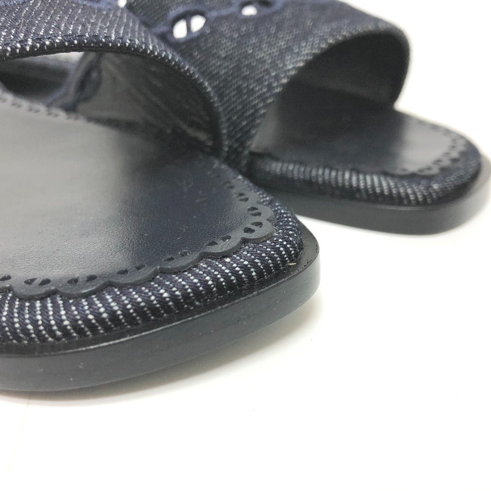 HERMES Sandals denim Navy Gael Chene Dunkle Women 35 Used Authentic