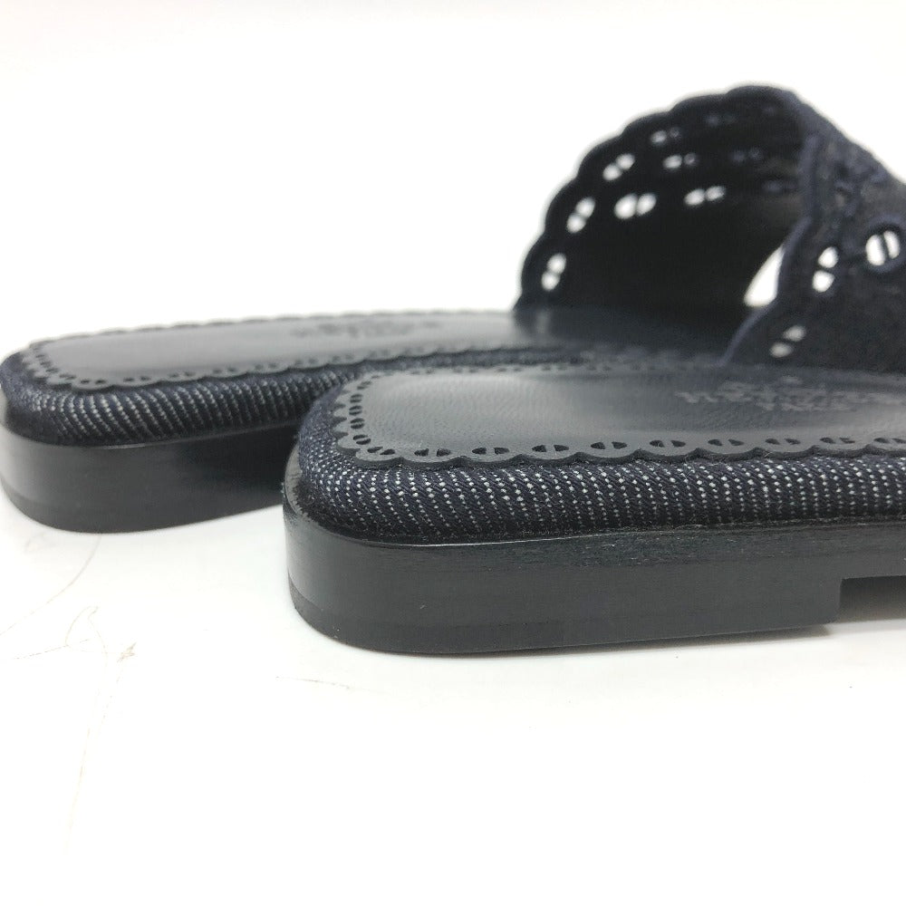 HERMES Sandals denim Navy Gael Chene Dunkle Women 35 Used Authentic