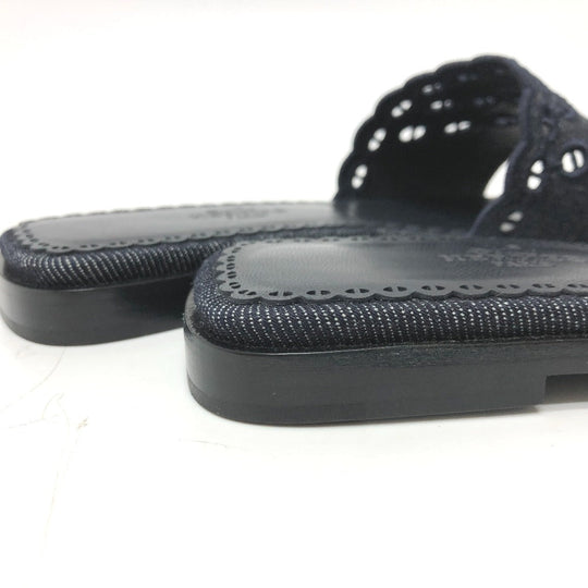 HERMES Sandals denim Navy Gael Chene Dunkle Women 35 Used Authentic